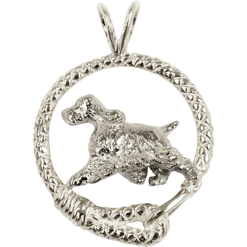 English Springer Spaniel in Solid Sterling Silver Leash Pendant