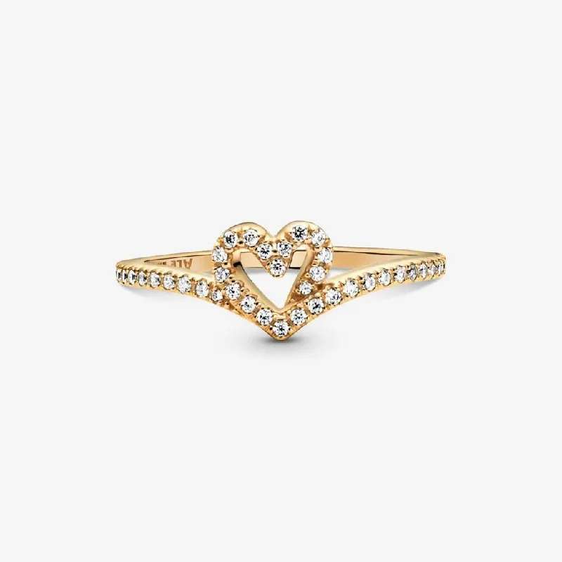 PANDORA : Pandora Timeless Wish Sparkling Heart Ring - Gold Plated