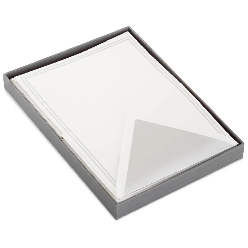 Hallmark : Double Silver Border Stationery Set, Box of 20