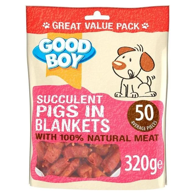 Dog FoodGood Boy Pigs in Blankets Dog Treats   320g