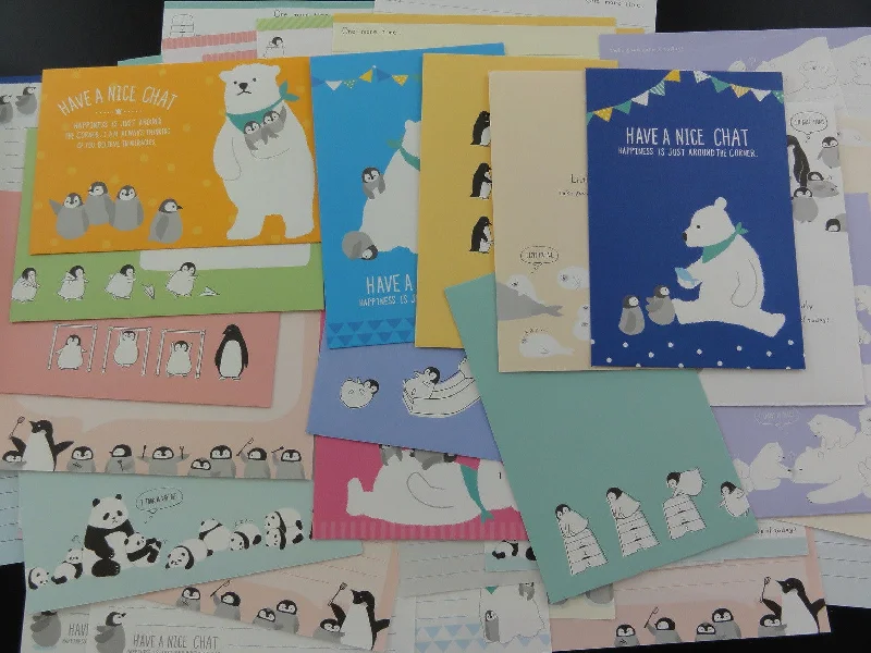 Cute Kawaii Penguin and Friends Letter Paper + Envelope Theme Set