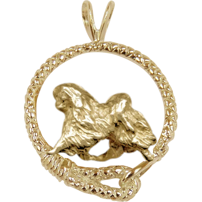 Solid 14K Gold Japanese Chin Leash Pendant