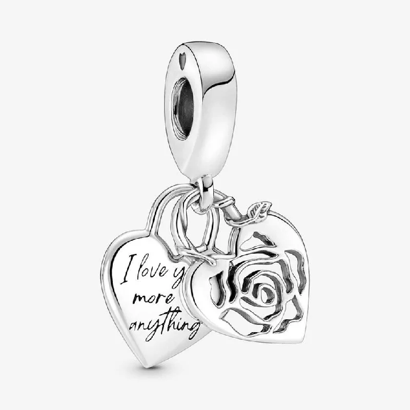 PANDORA : Rose Heart Padlock Dangle Charm