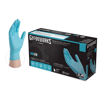 AMMEX Gloveworks Blue Nitrile PF Ind Large Gloves