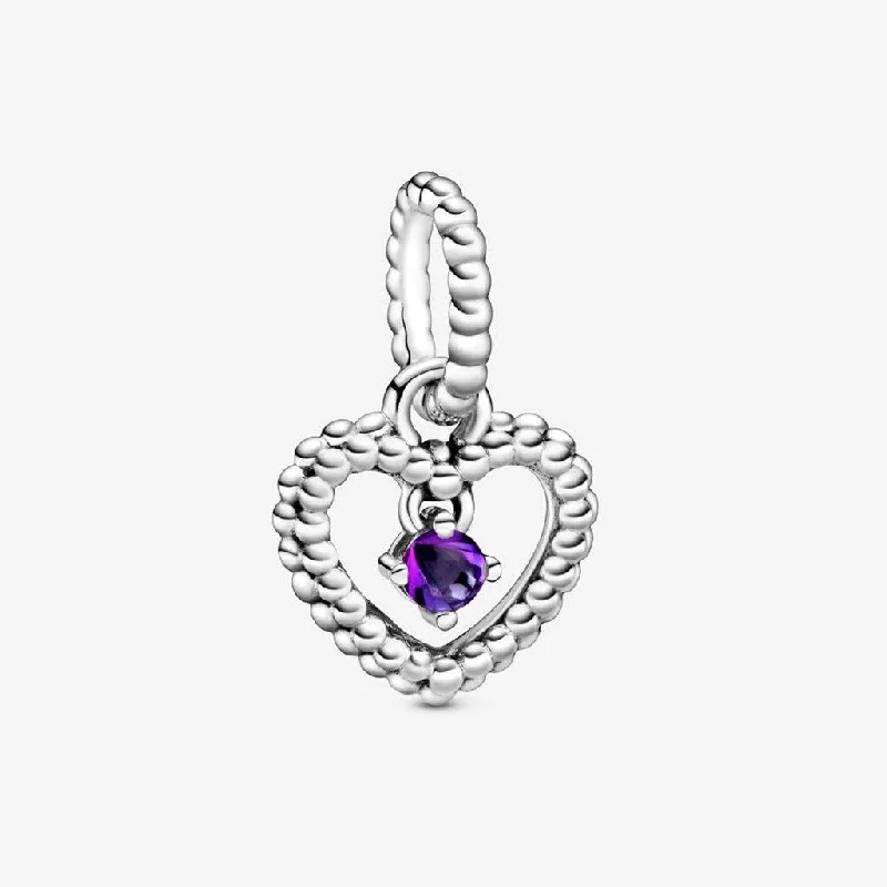 PANDORA : Purple Beaded Heart Dangle Charm