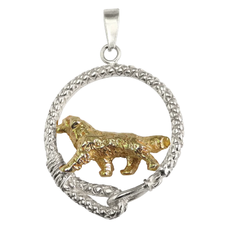 Bernese Mountain Dog -Solid 14K Gold  in Sterling Silver Leash Pendant