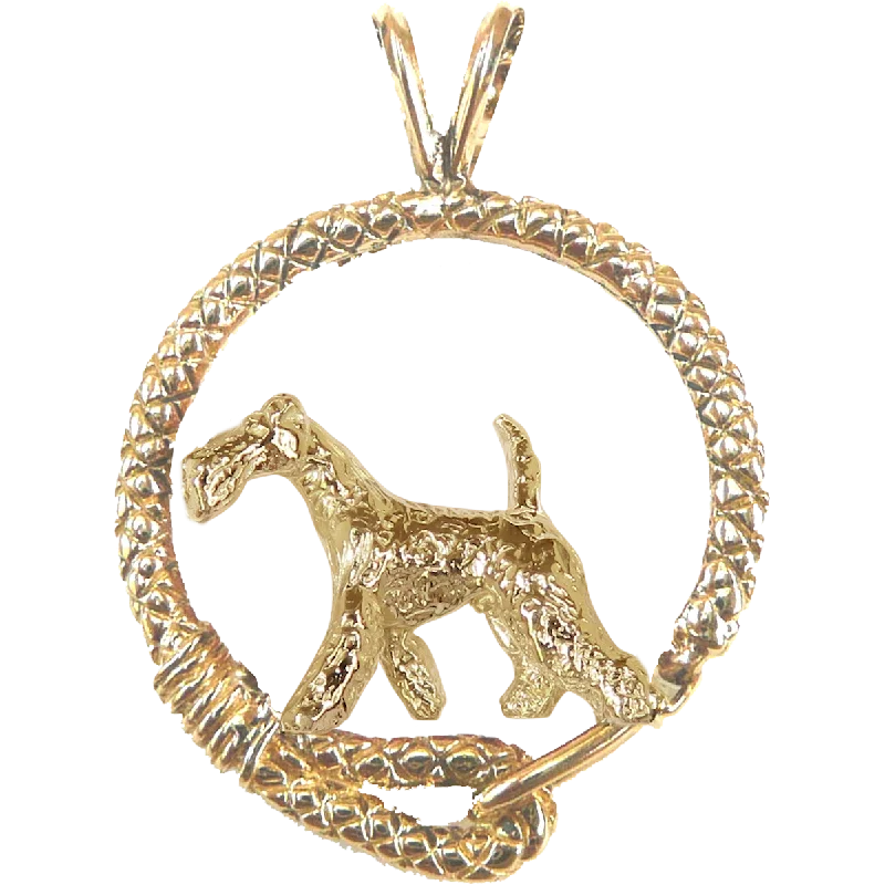 Airedale Terrier Solid 14K Gold  Leash Pendant