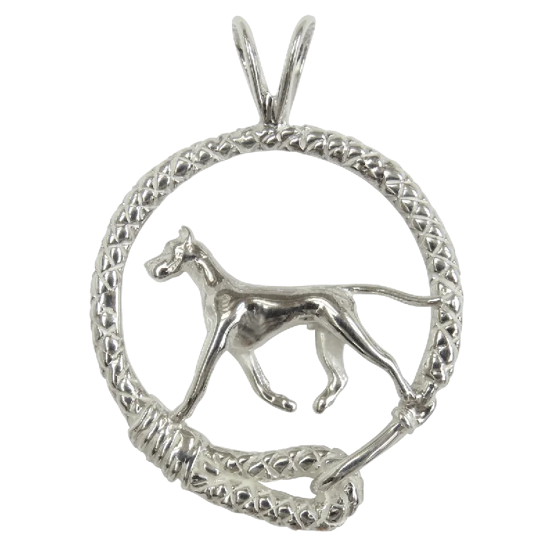 Great Dane in Solid Sterling Silver Leash Pendant