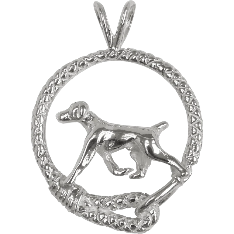 German Shorthaired Pointer in Solid Sterling Silver Leash Pendant