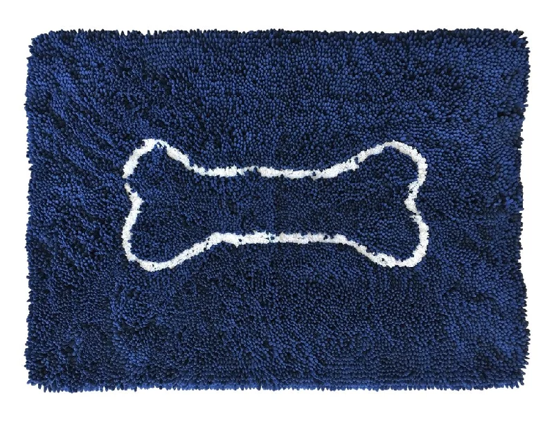 10. **Dog bathing brush massage**Soggy Doggy Doormat Navy/White Bone - Large 26"x36"